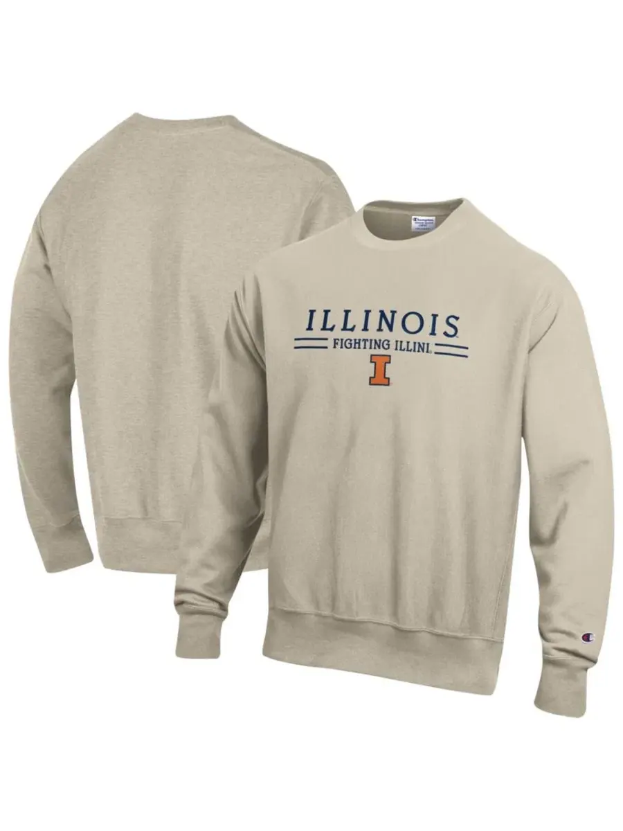 Толстовка Champion Reverse Weave с вышивкой Illinois Fighting Illini — изображение 1 из 3, овсяный