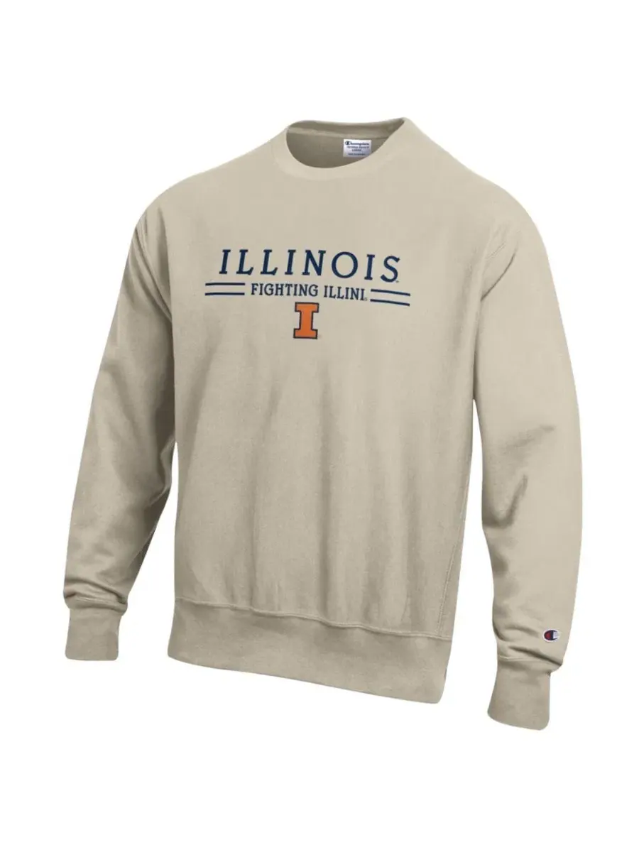 Толстовка Champion Reverse Weave с вышивкой Illinois Fighting Illini — изображение 3 из 3, овсяный