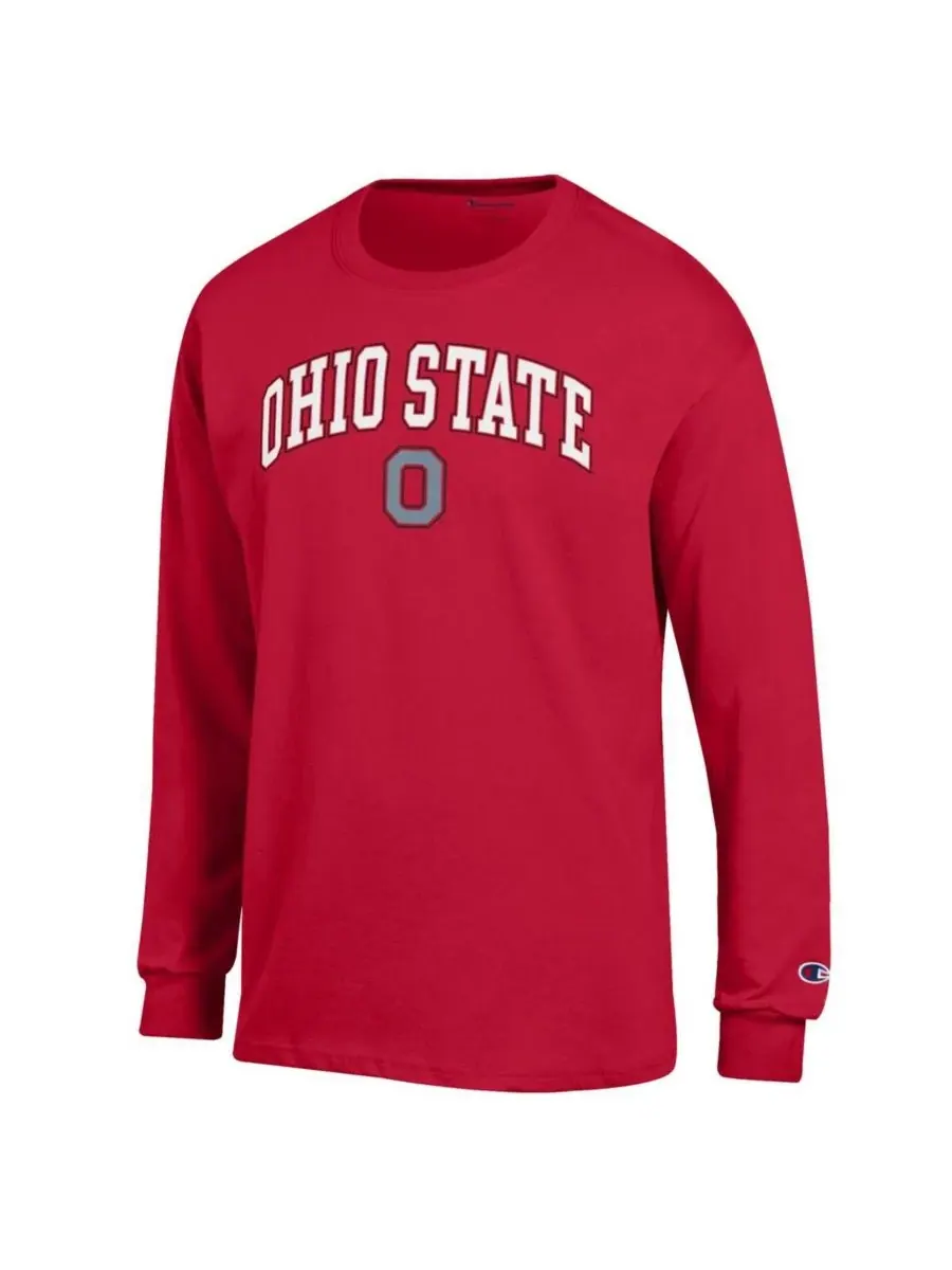 Мужская алая футболка с длинными рукавами с логотипом команды Ohio State Buckeyes Champion — изображение 3 из 3, алый