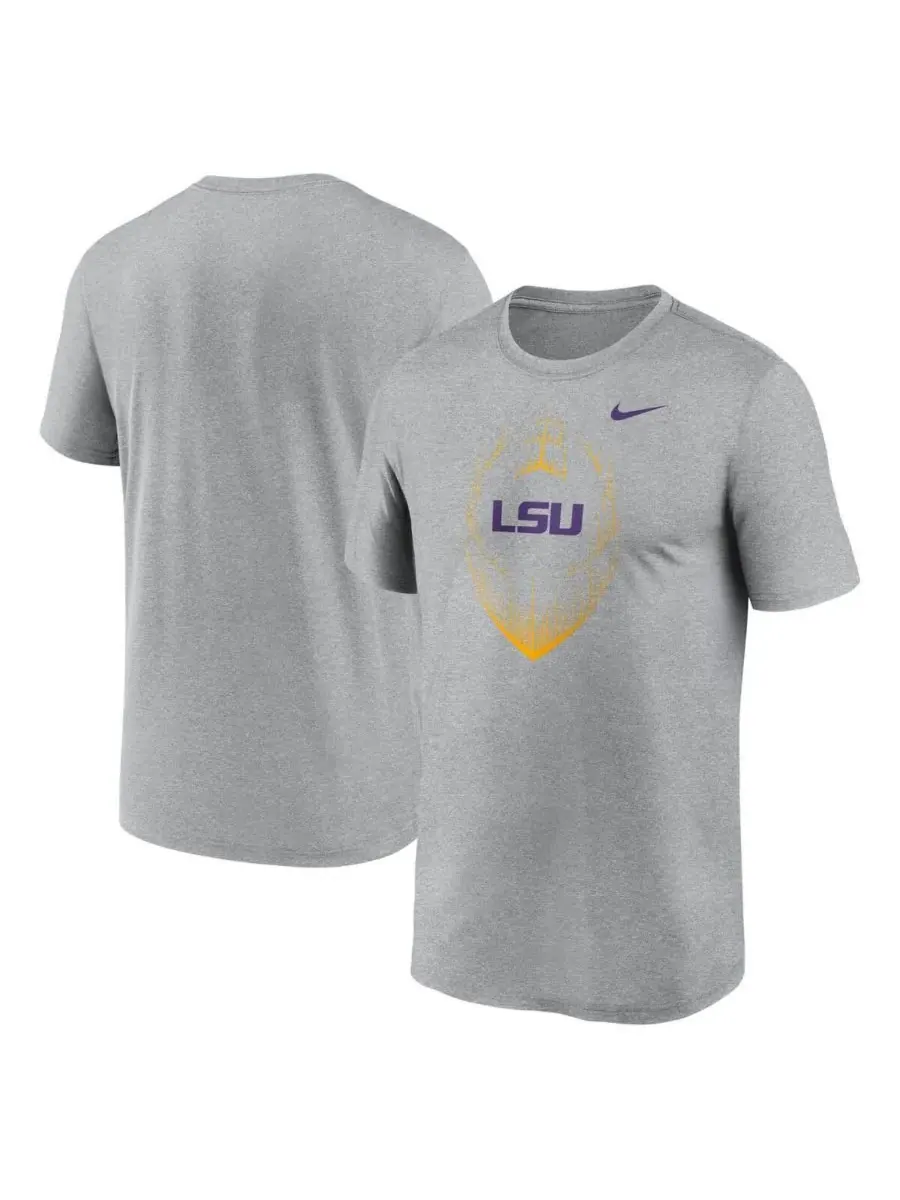 Nike Мужская футболка LSU Tigers Primetime Legend Icon Performance цвета светло-серого меланжа — изображение 1 из 3, серый
