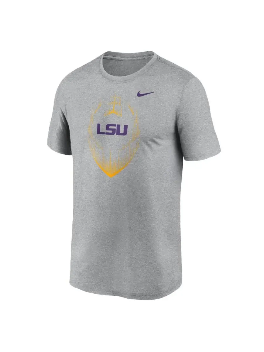 Nike Мужская футболка LSU Tigers Primetime Legend Icon Performance цвета светло-серого меланжа — изображение 3 из 3, серый