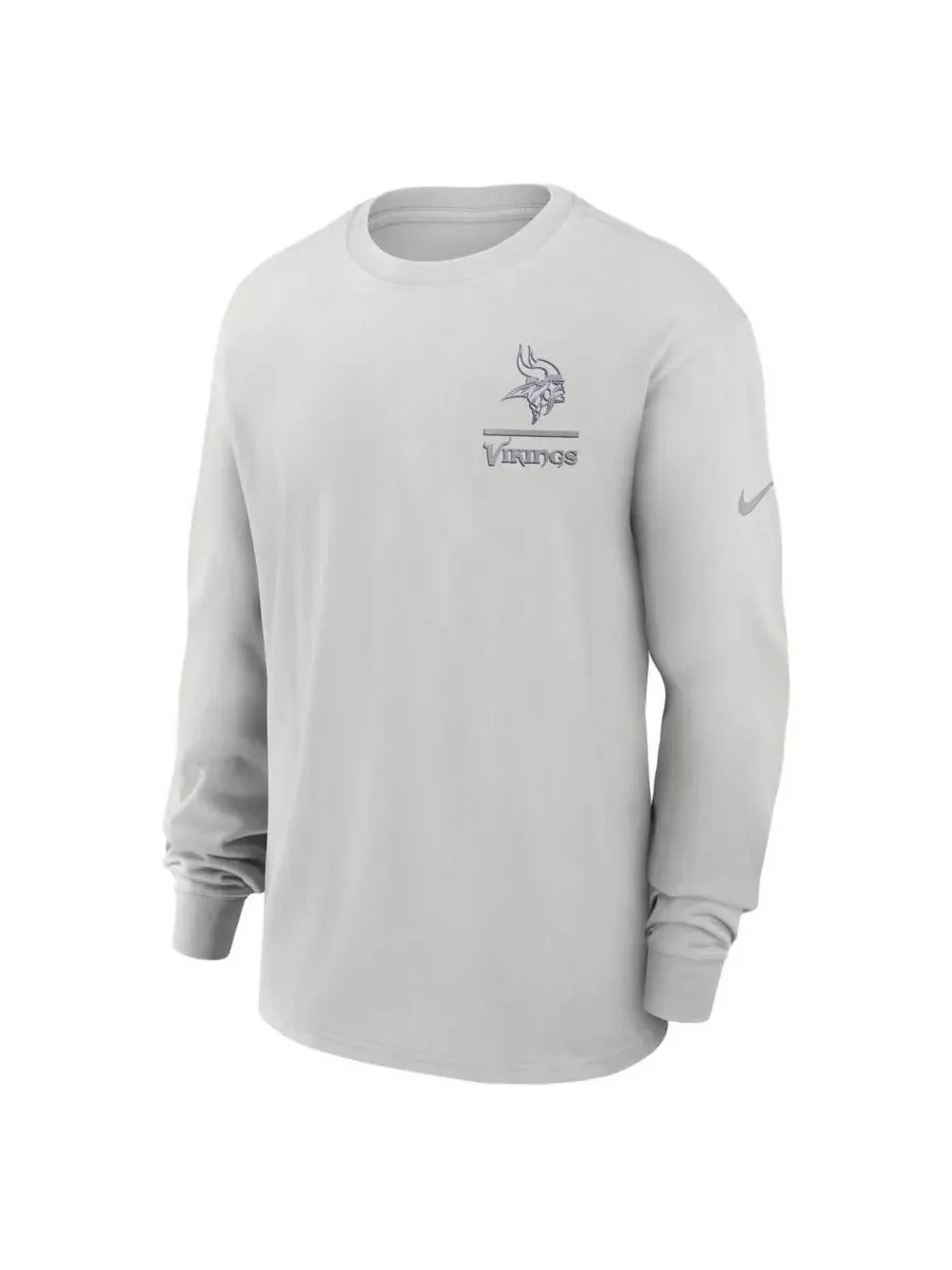 Nike Мужская серая футболка с длинным рукавом Minnesota Vikings Essential Heavy Max90 — изображение 2 из 3, серый