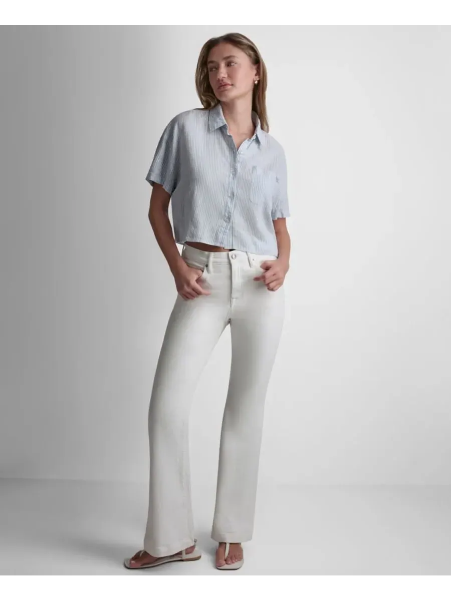 Небольшая рубашка из льняной смеси на пуговицах спереди DKNY Jeans, Lex Chambray — изображение 1 из 5