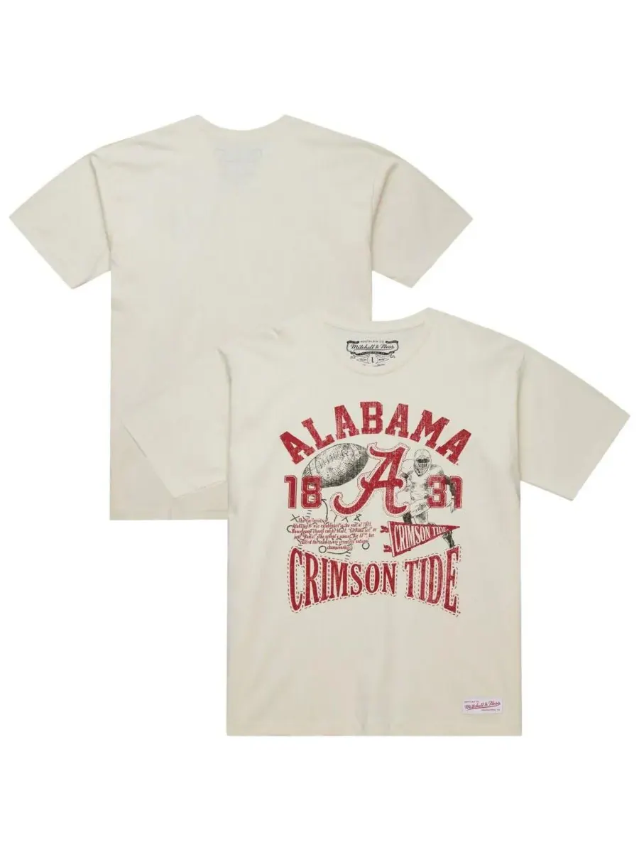 Mitchell & Ness Мужская кремовая футболка Alabama Crimson Tide Heritage Scholar — изображение 1 из 3, бежевый