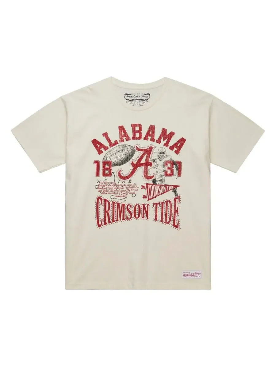 Mitchell & Ness Мужская кремовая футболка Alabama Crimson Tide Heritage Scholar — изображение 2 из 3, бежевый