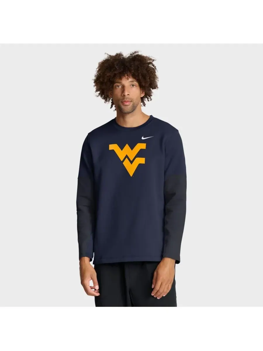 Nike Мужская темно-синяя футболка с длинным рукавом West Virginia Mountaineers 2025 Sideline Coach — изображение 1 из 5