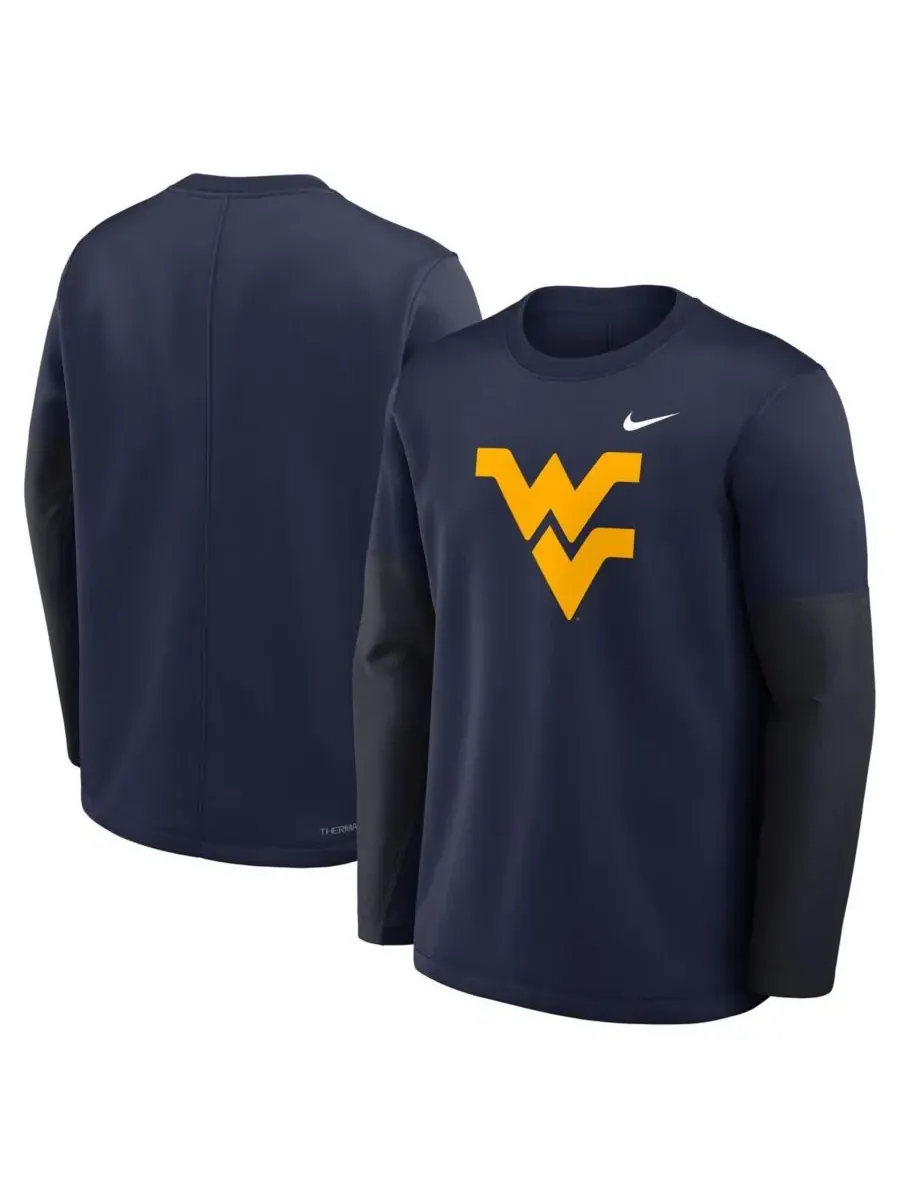 Nike Мужская темно-синяя футболка с длинным рукавом West Virginia Mountaineers 2025 Sideline Coach — изображение 4 из 5