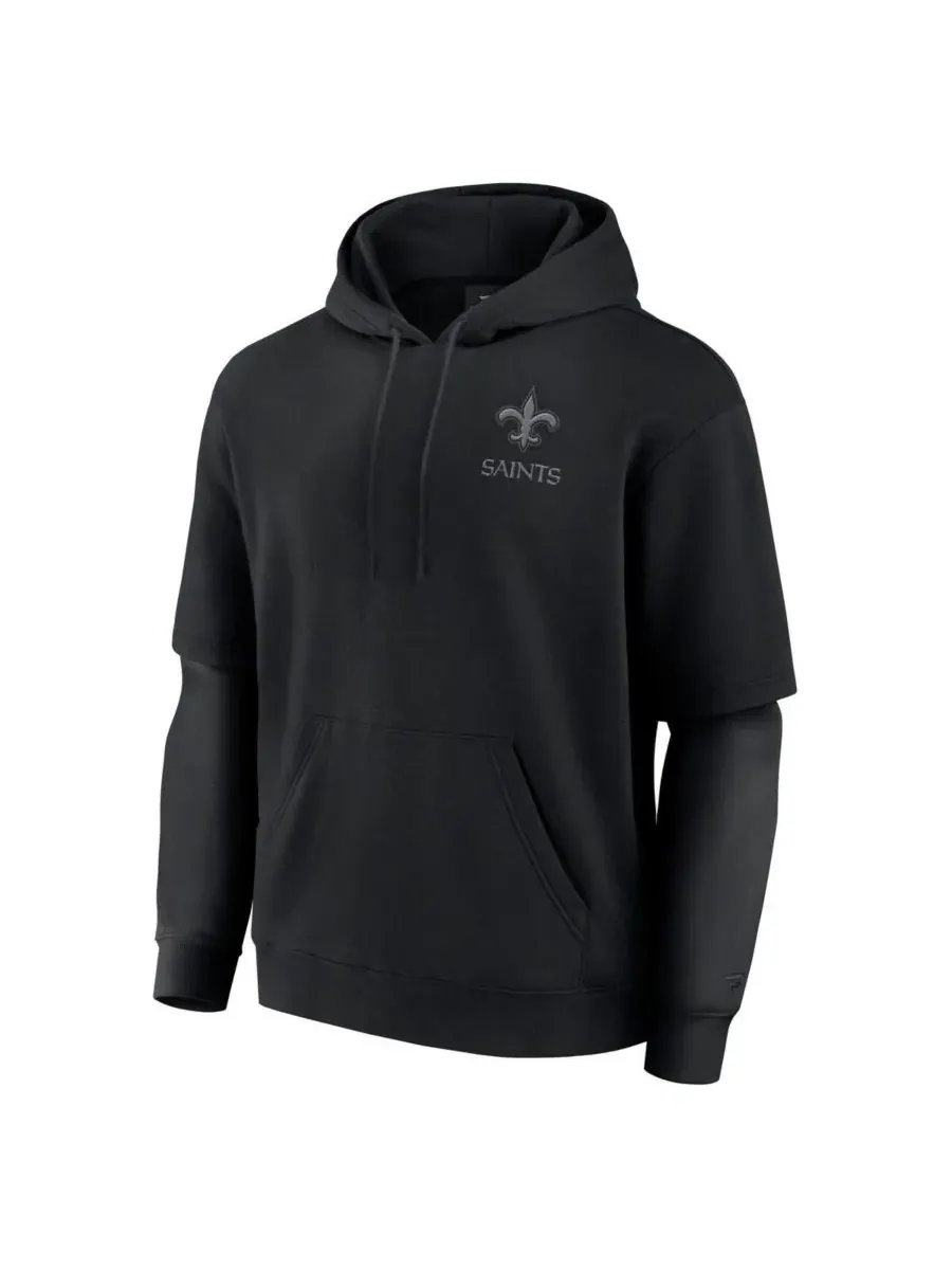Fanatics Мужская и женская черная толстовка с капюшоном New Orleans Saints Sleek Elements — изображение 3 из 3, черный