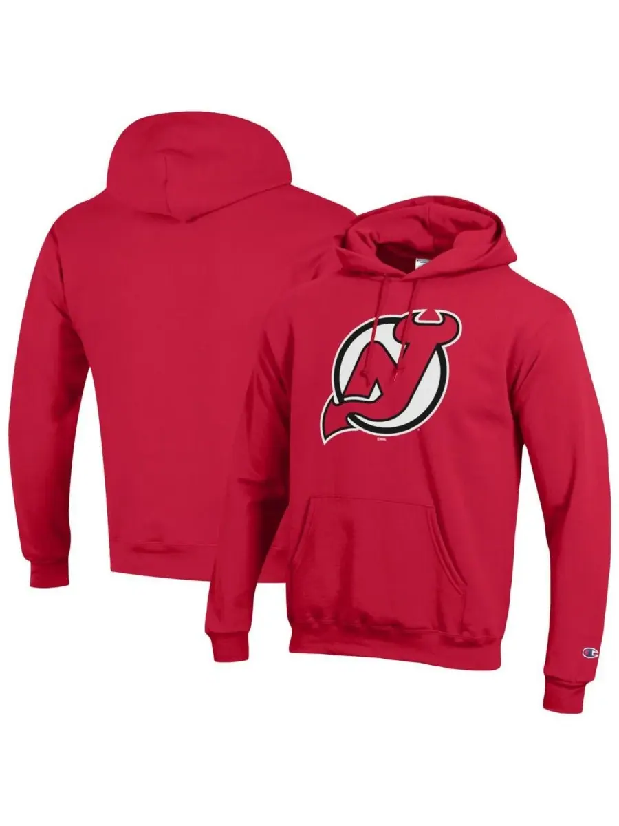 Champion Мужская красная толстовка с капюшоном New Jersey Devils Primary Logo 1-Hit — изображение 1 из 3, красный