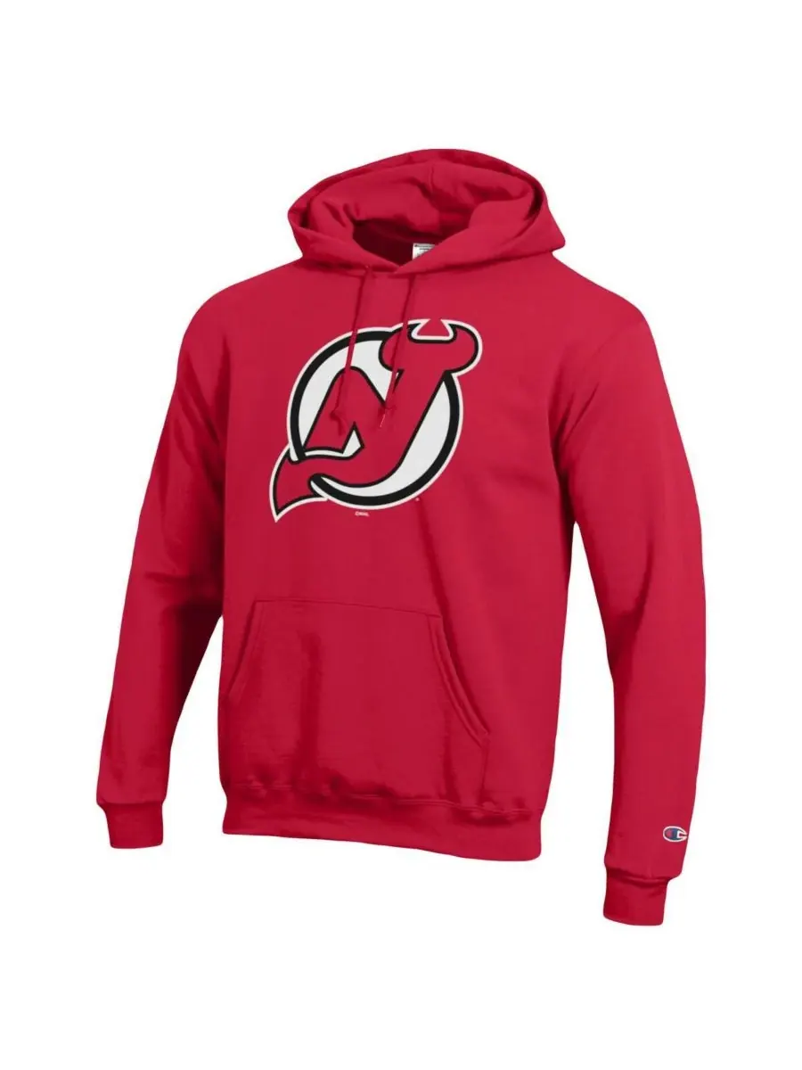 Champion Мужская красная толстовка с капюшоном New Jersey Devils Primary Logo 1-Hit — изображение 2 из 3, красный