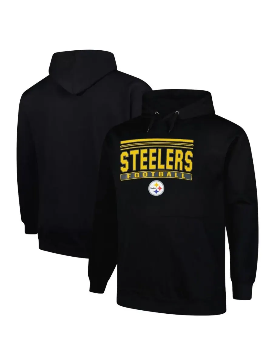 Fanatics Мужская черная толстовка с капюшоном Pittsburgh Steelers Big Tall Pop — изображение 1 из 3, черный