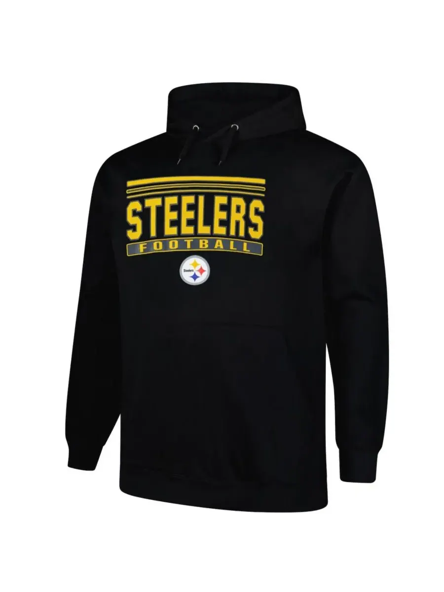 Fanatics Мужская черная толстовка с капюшоном Pittsburgh Steelers Big Tall Pop — изображение 3 из 3, черный