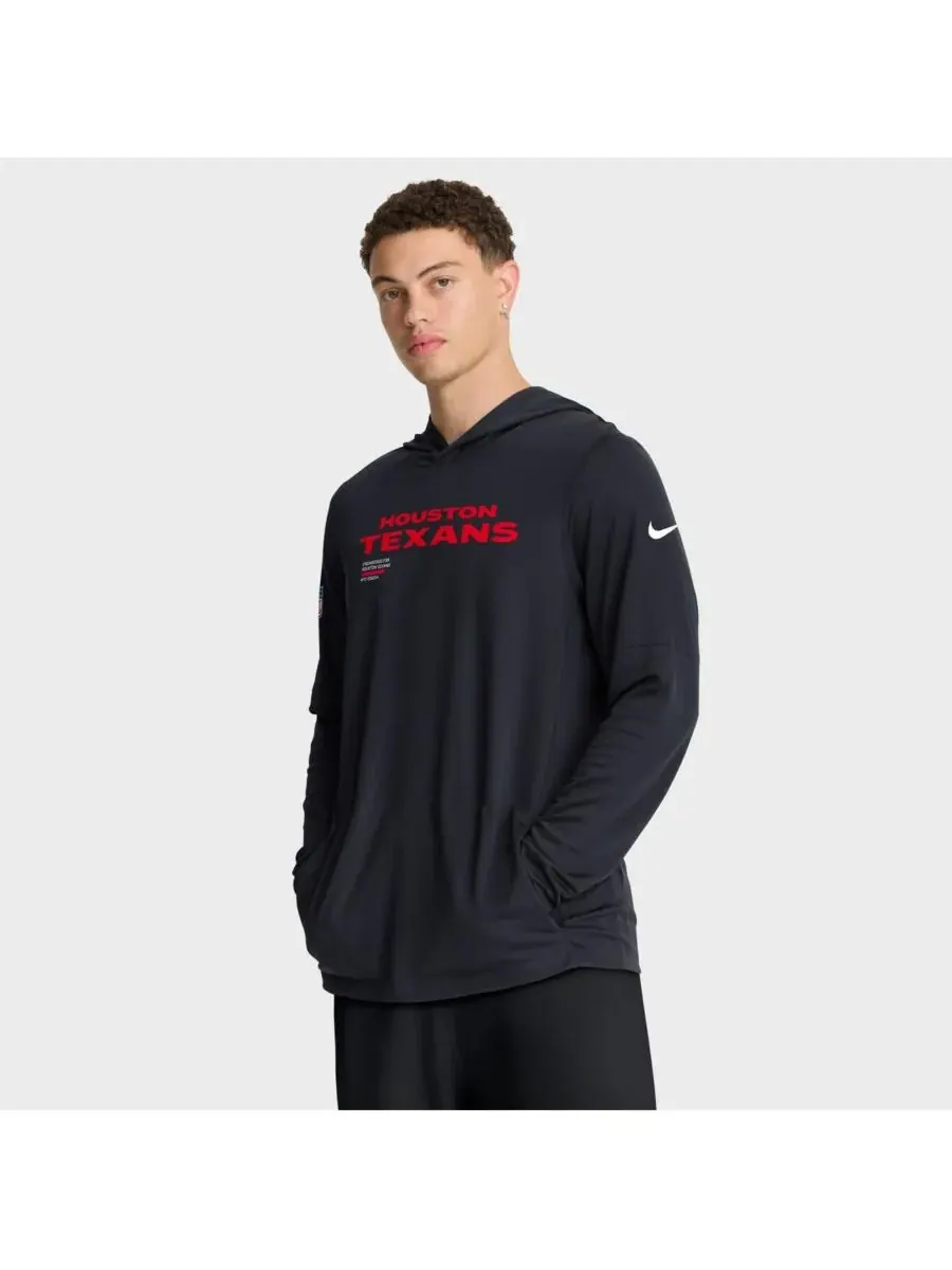 Nike Мужская красная толстовка с длинными рукавами Houston Texans Sideline Pure Fury Performance — изображение 1 из 9