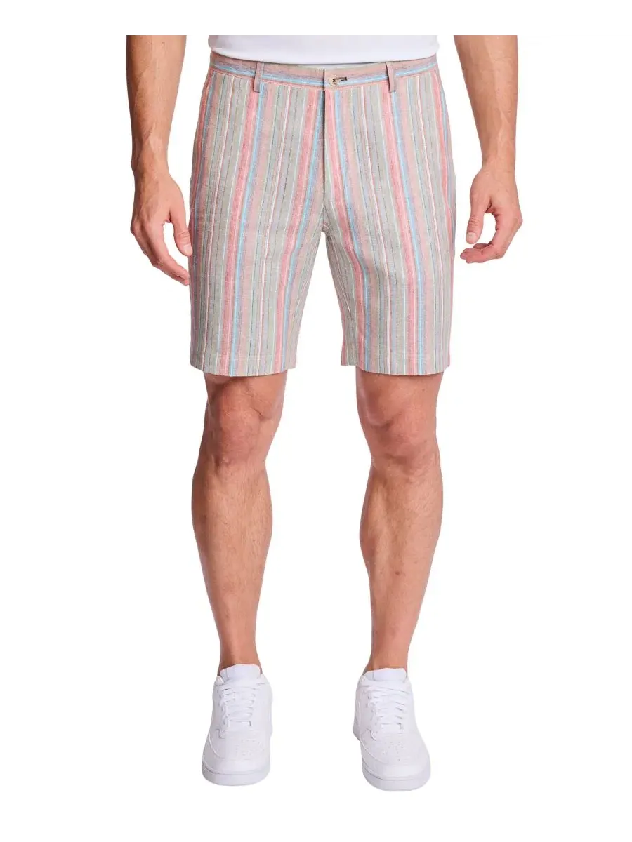 Мужские полосатые облегающие шорты Paisley & Gray, Ocean Coral Stripe — изображение 1 из 6