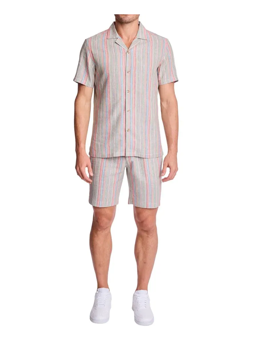 Мужские полосатые облегающие шорты Paisley & Gray, Ocean Coral Stripe — изображение 2 из 6