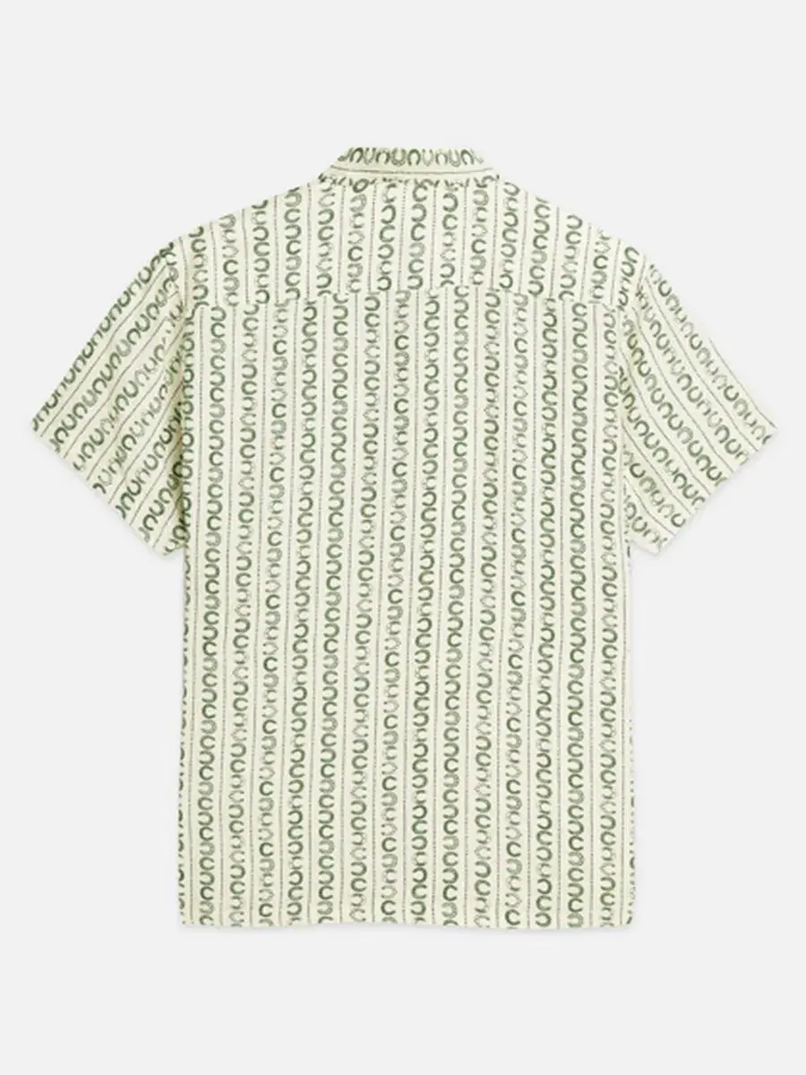 Мужская рубашка с коротким рукавом из льна с принтом SCOTCH & SODA, Horseshoe Stripe Eggnog — изображение 6 из 8