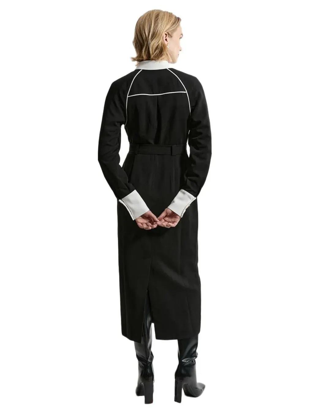 Женское миди-платье из саржевой ткани с воротником Karen Millen, Mono — изображение 5 из 8