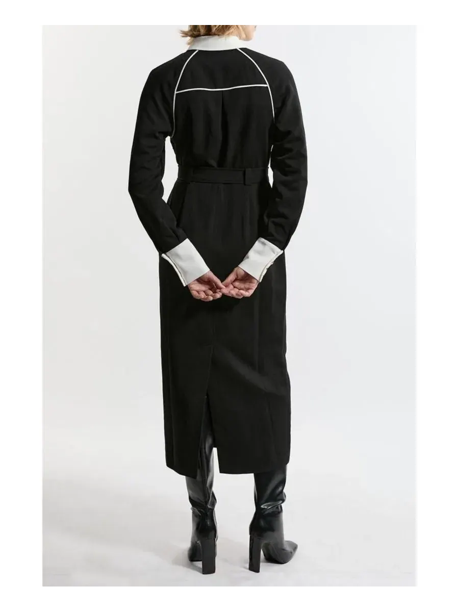 Женское миди-платье из саржевой ткани с воротником Karen Millen, Mono — изображение 8 из 8