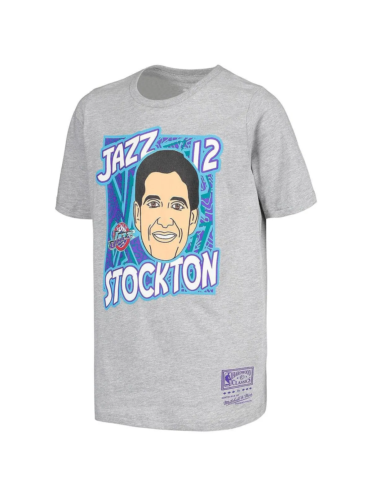 Серая футболка Big Boys John Stockton Utah Jazz Hardwood Classics King of the Court Player Mitchell — изображение 2 из 3