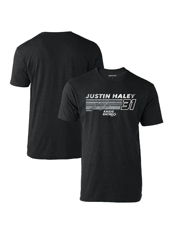Мужская футболка Heather Charcoal Justin Haley Hot Lap Checkered Flag Sports — изображение 1 из 2, темно-серый