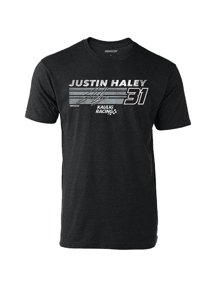 Мужская футболка Heather Charcoal Justin Haley Hot Lap Checkered Flag Sports — изображение 2 из 2, темно-серый