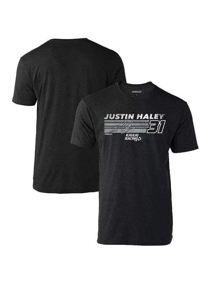 Мужская футболка Heather Charcoal Justin Haley Hot Lap Checkered Flag Sports — изображение 1 из 2