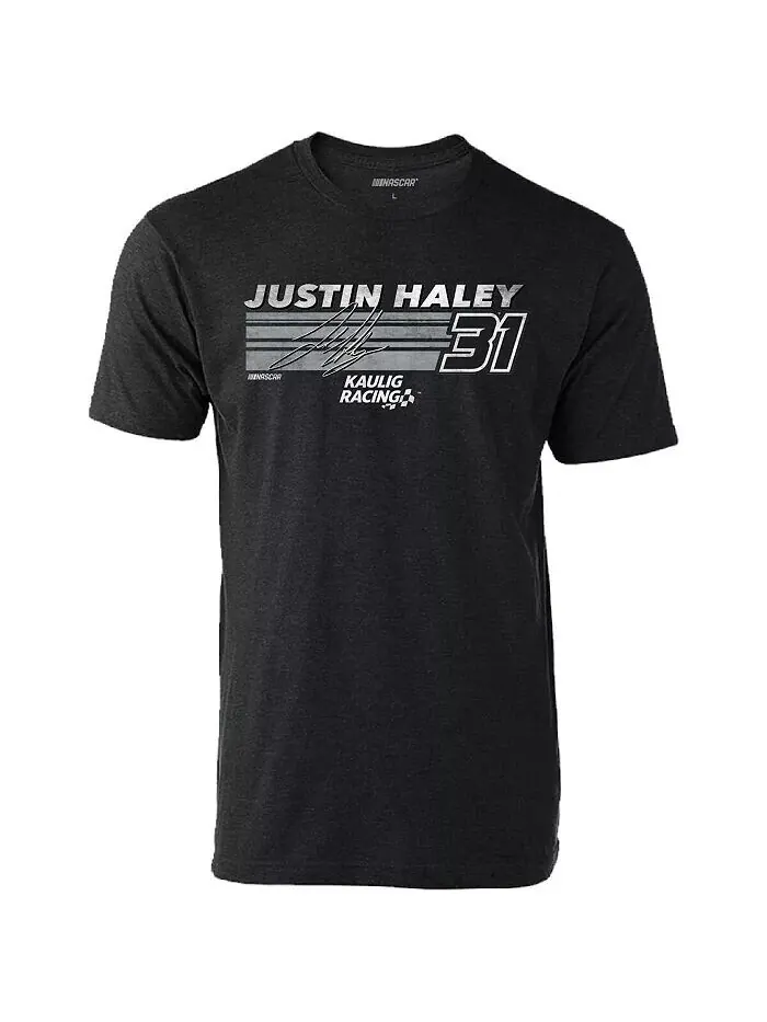 Мужская футболка Heather Charcoal Justin Haley Hot Lap Checkered Flag Sports — изображение 2 из 2