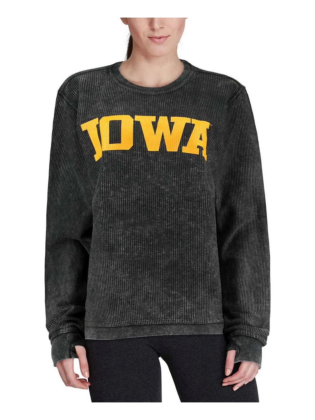 Женский черный свитшот Iowa Hawkeyes с удобным шнурком в винтажном стиле, базовый пуловер с аркой — изображение 4 из 4