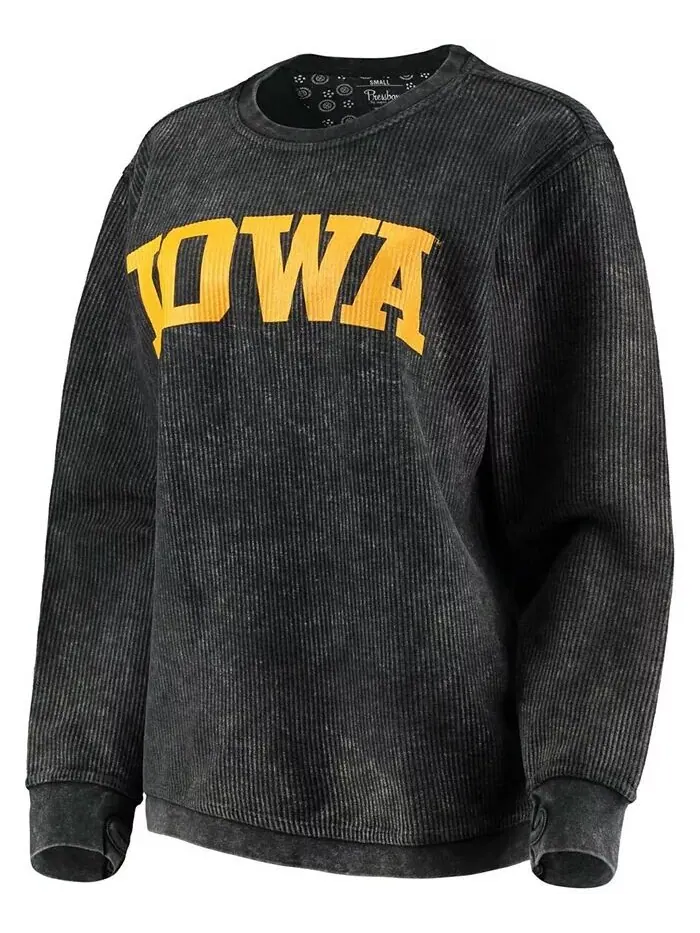 Женский черный свитшот Iowa Hawkeyes с удобным шнурком в винтажном стиле, базовый пуловер с аркой — изображение 3 из 4