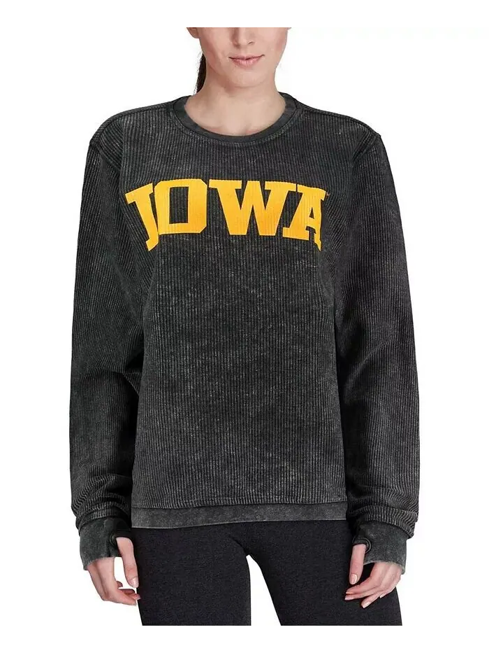 Женский черный свитшот Iowa Hawkeyes с удобным шнурком в винтажном стиле, базовый пуловер с аркой — изображение 4 из 4