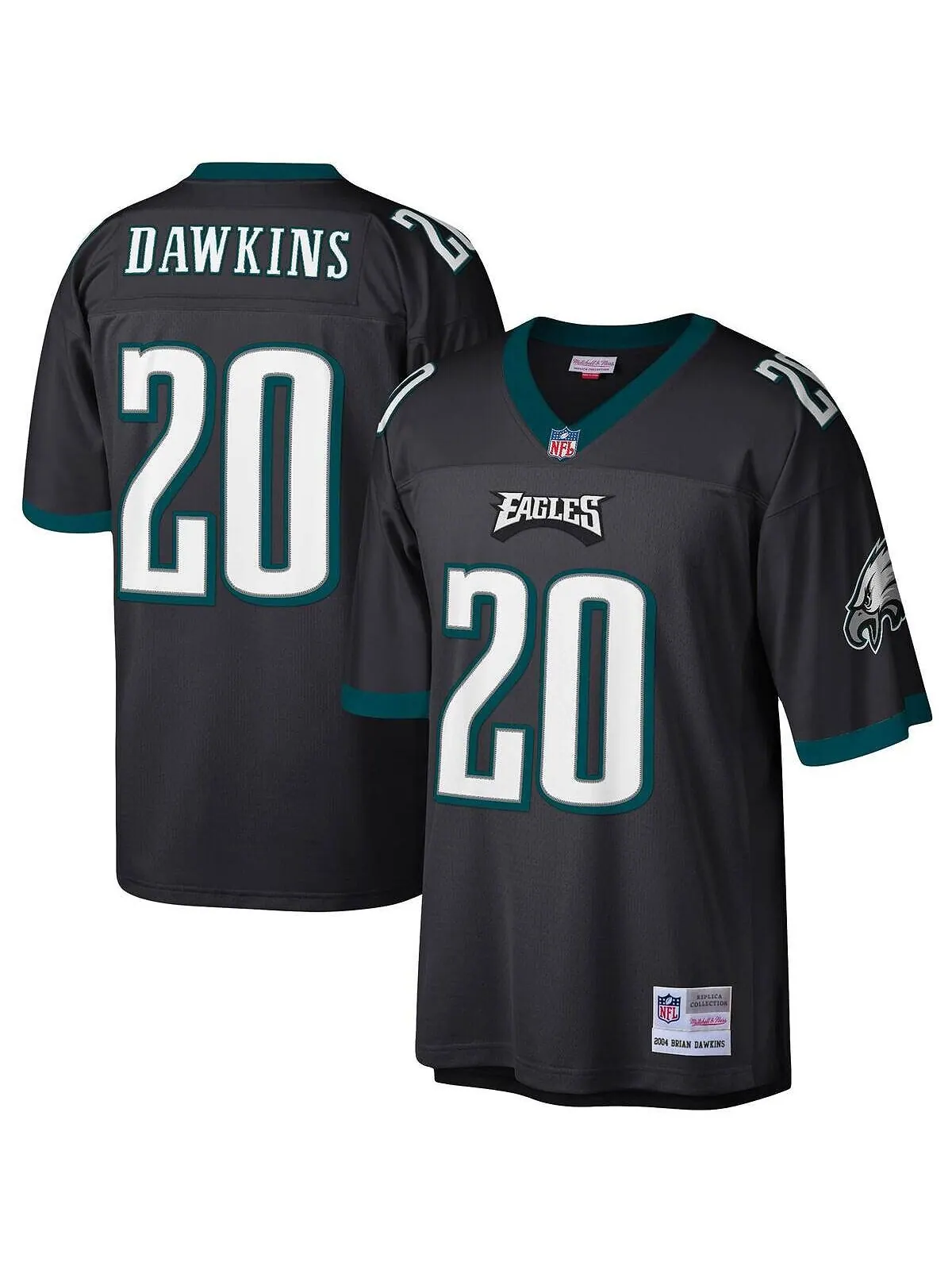 Мужская футболка brian dawkins black philadelphia eagles legacy, копия джерси Mitchell & Ness — изображение 1 из 3, черный