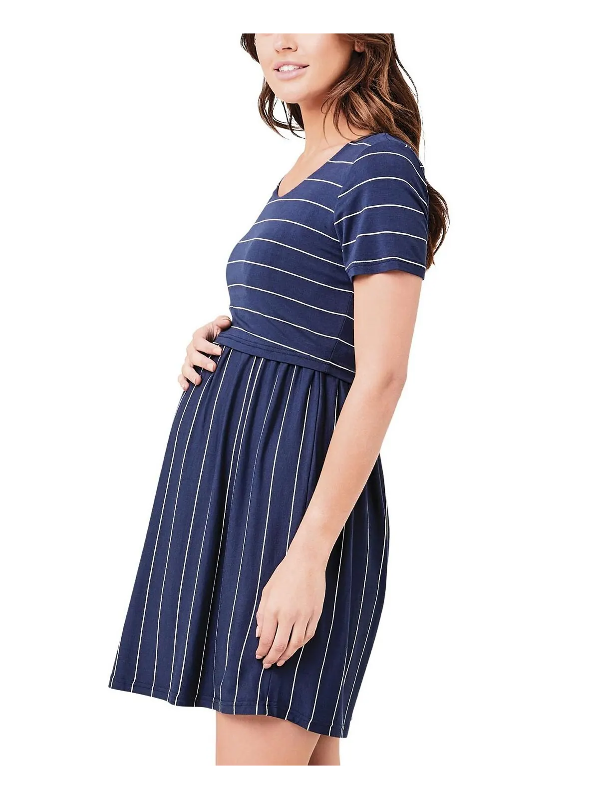 Платье для кормящих мам с укороченным топом для беременных Ripe Maternity — изображение 2 из 3, индиго/белый