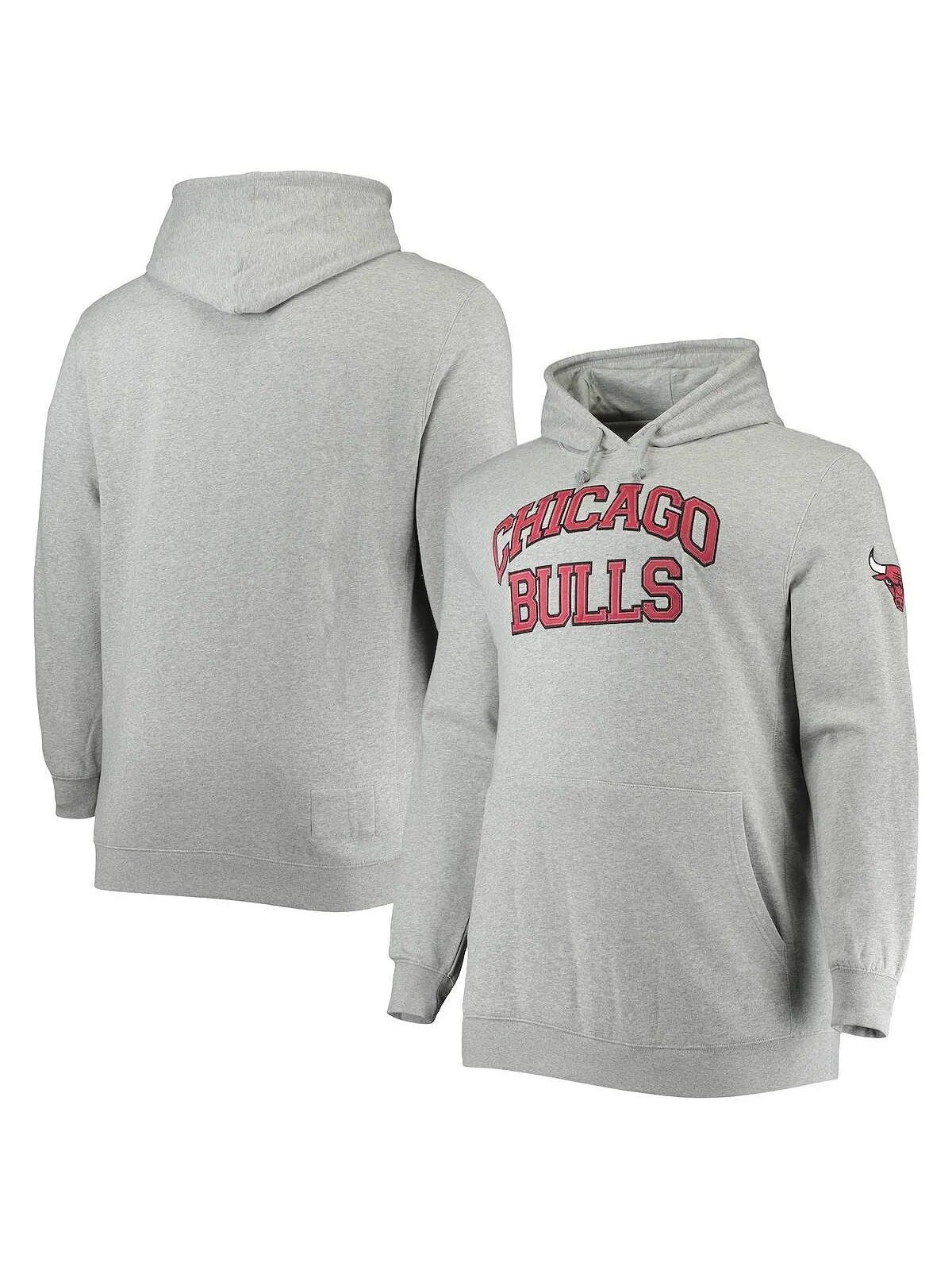 Мужской пуловер с капюшоном цвета Хизер Серый Chicago Bulls Hardwood Classics Big and Tall — изображение 1 из 4