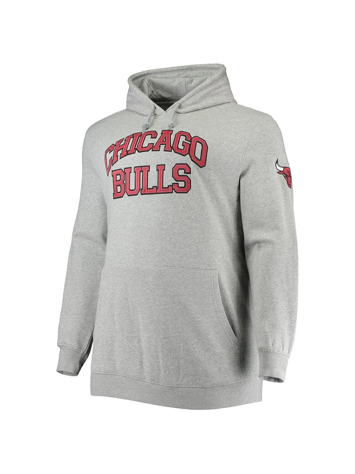 Мужской пуловер с капюшоном цвета Хизер Серый Chicago Bulls Hardwood Classics Big and Tall — изображение 2 из 4