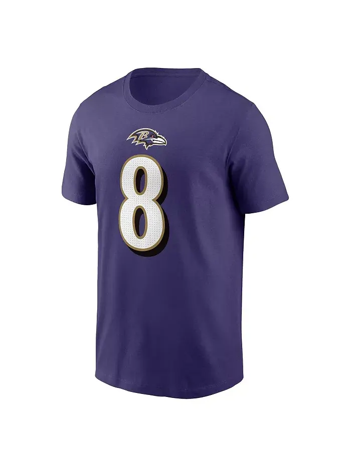 Мужская футболка Lamar Player Name and Number Baltimore Ravens в фиолетовом цвете Nike — изображение 2 из 3