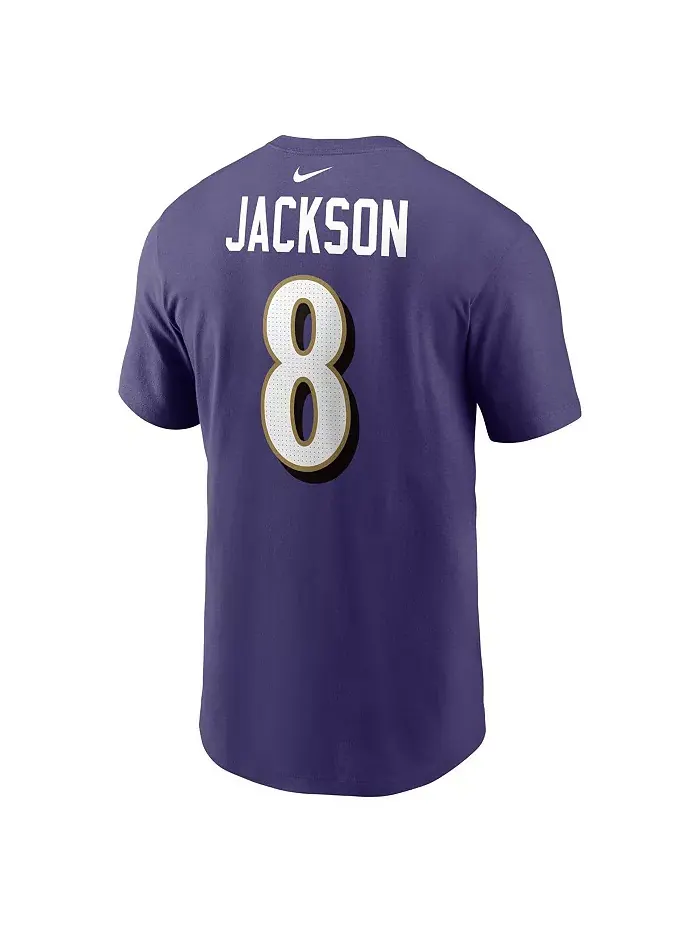 Мужская футболка Lamar Player Name and Number Baltimore Ravens в фиолетовом цвете Nike — изображение 3 из 3