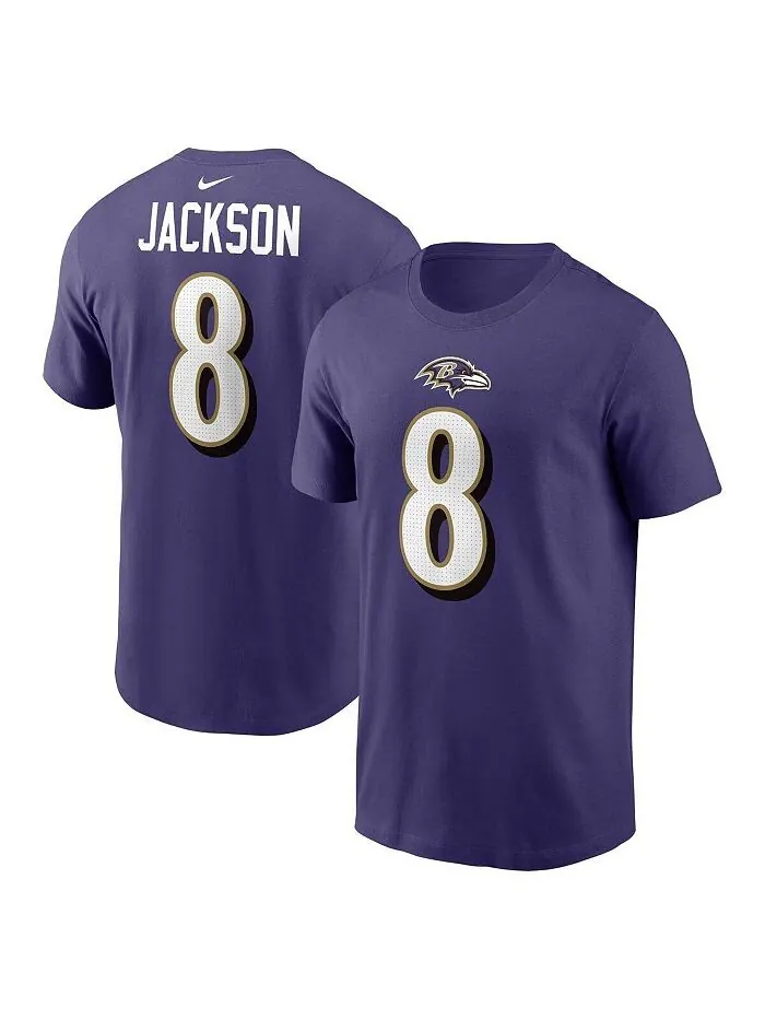 Мужская фиолетовая футболка Lamar Jackson Baltimore Ravens с именем и номером игрока Nike — изображение 1 из 3, фиолетовый