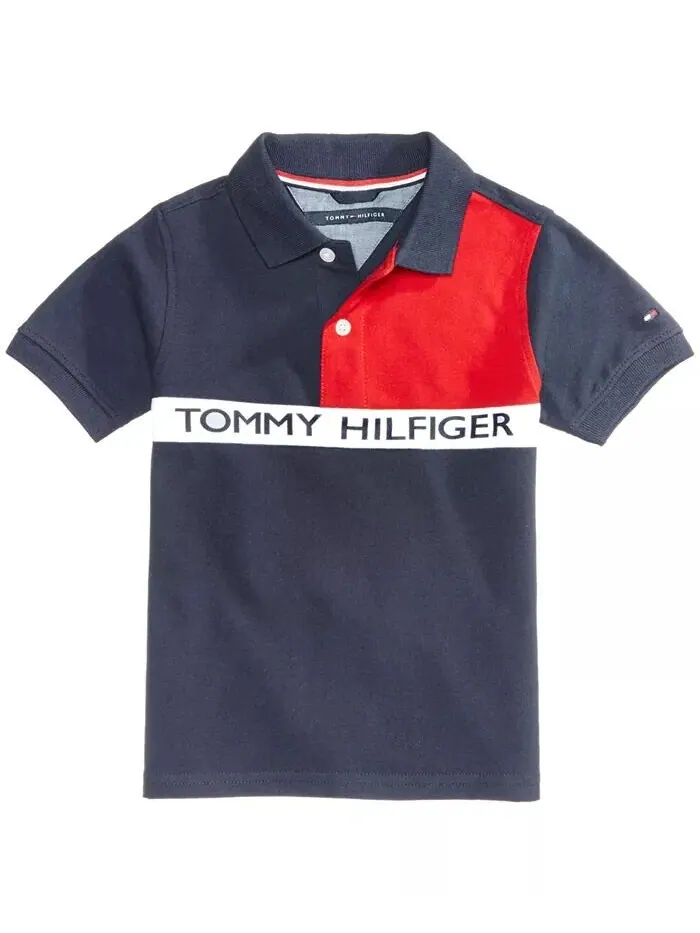 Поло с цветными блоками и логотипом Big Boys спереди Tommy Hilfiger — изображение 2 из 4