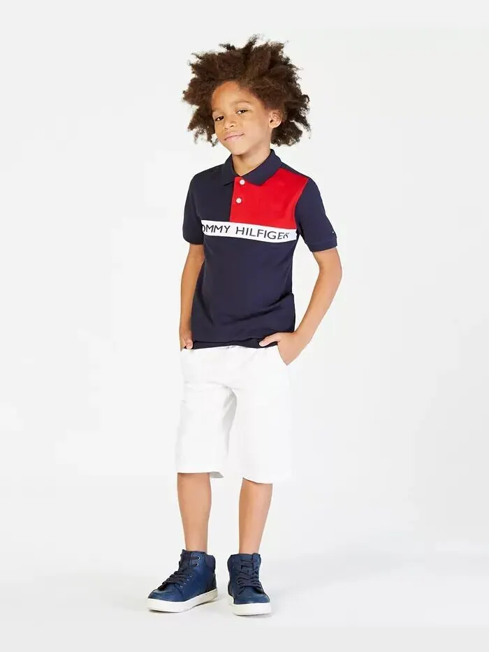 Поло с цветными блоками и логотипом Big Boys спереди Tommy Hilfiger — изображение 3 из 4