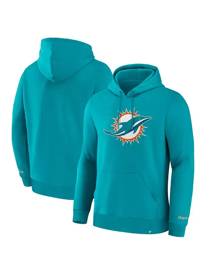 Мужская утепленная толстовка с капюшоном Aqua Miami Dolphins Legacy Fleece Pullover Hoodie Fanatics — изображение 1 из 3