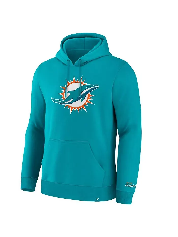 Мужская утепленная толстовка с капюшоном Aqua Miami Dolphins Legacy Fleece Pullover Hoodie Fanatics — изображение 3 из 3