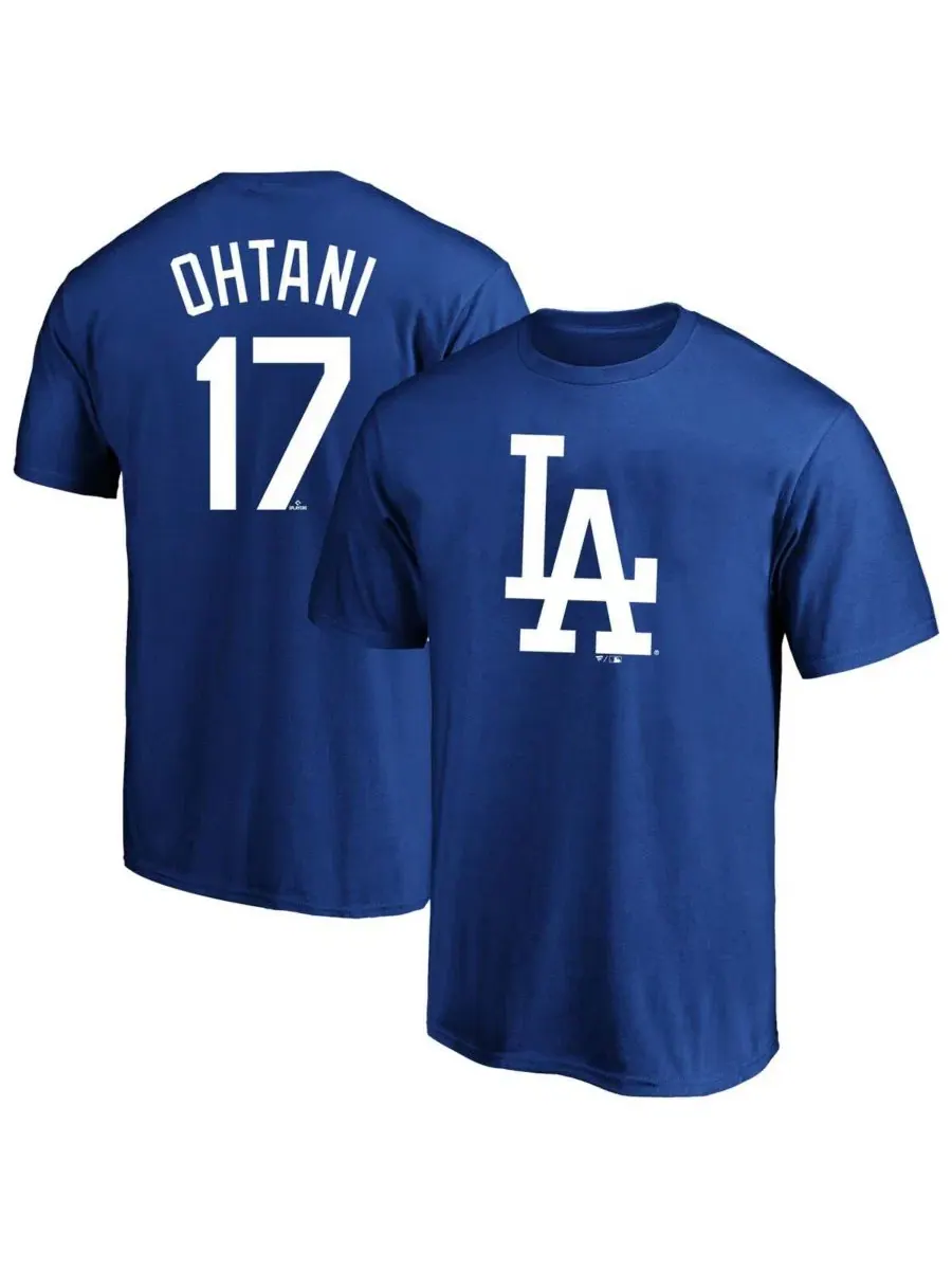 Футболка с принтом Shohei Ohtani Name and Number Fanatics — изображение 1 из 3, королевский