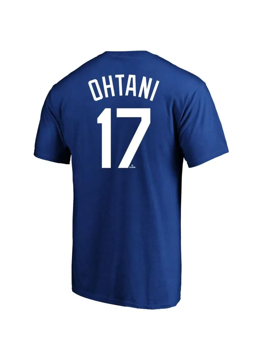 Футболка с принтом Shohei Ohtani Name and Number Fanatics — изображение 2 из 3, королевский
