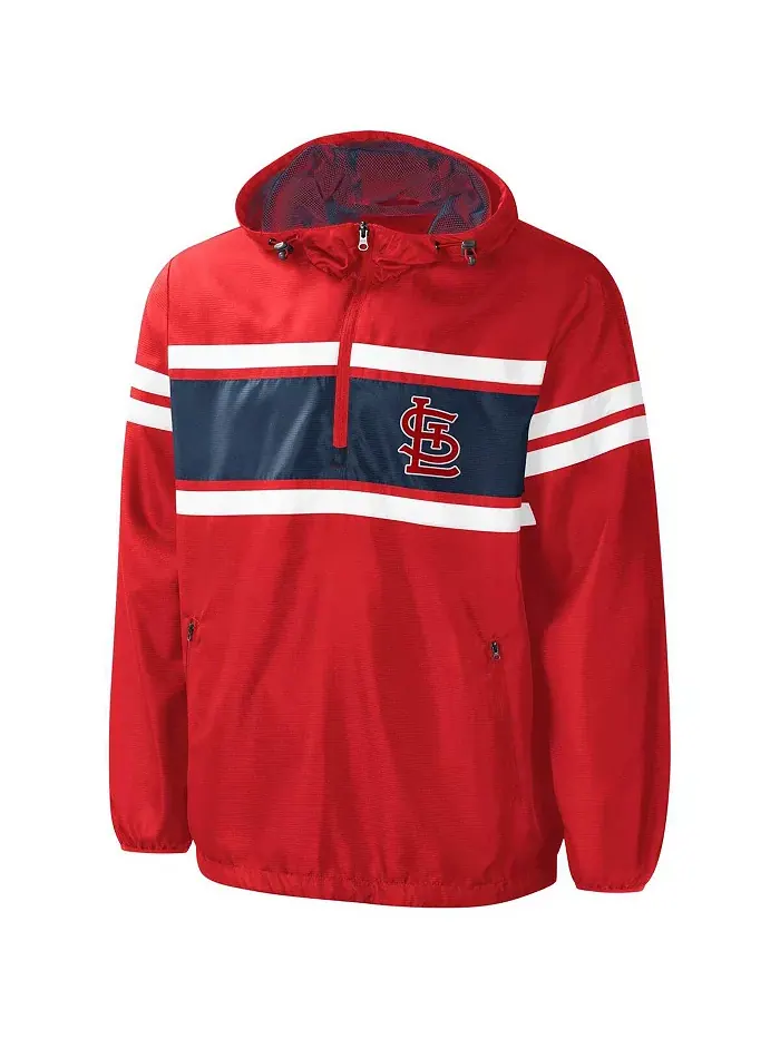 Мужская ветровка St. Louis Cardinals Game Score с четверть-молнией, красная G-III Sports by Carl
