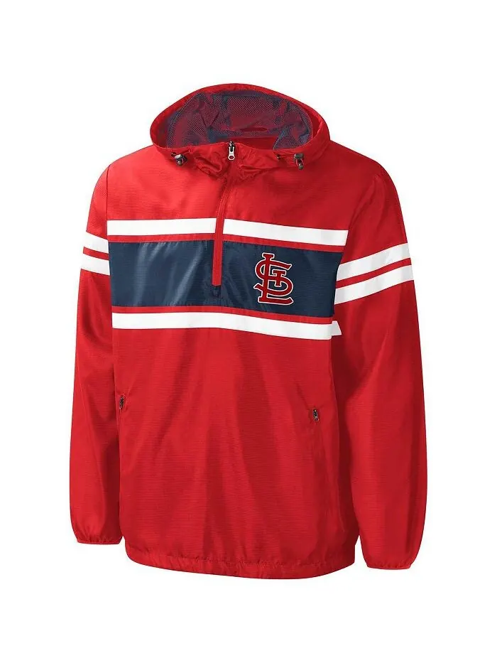 Мужская красная ветровка с молнией на четверть Game Score St. Louis Cardinals G-III Sports by Carl