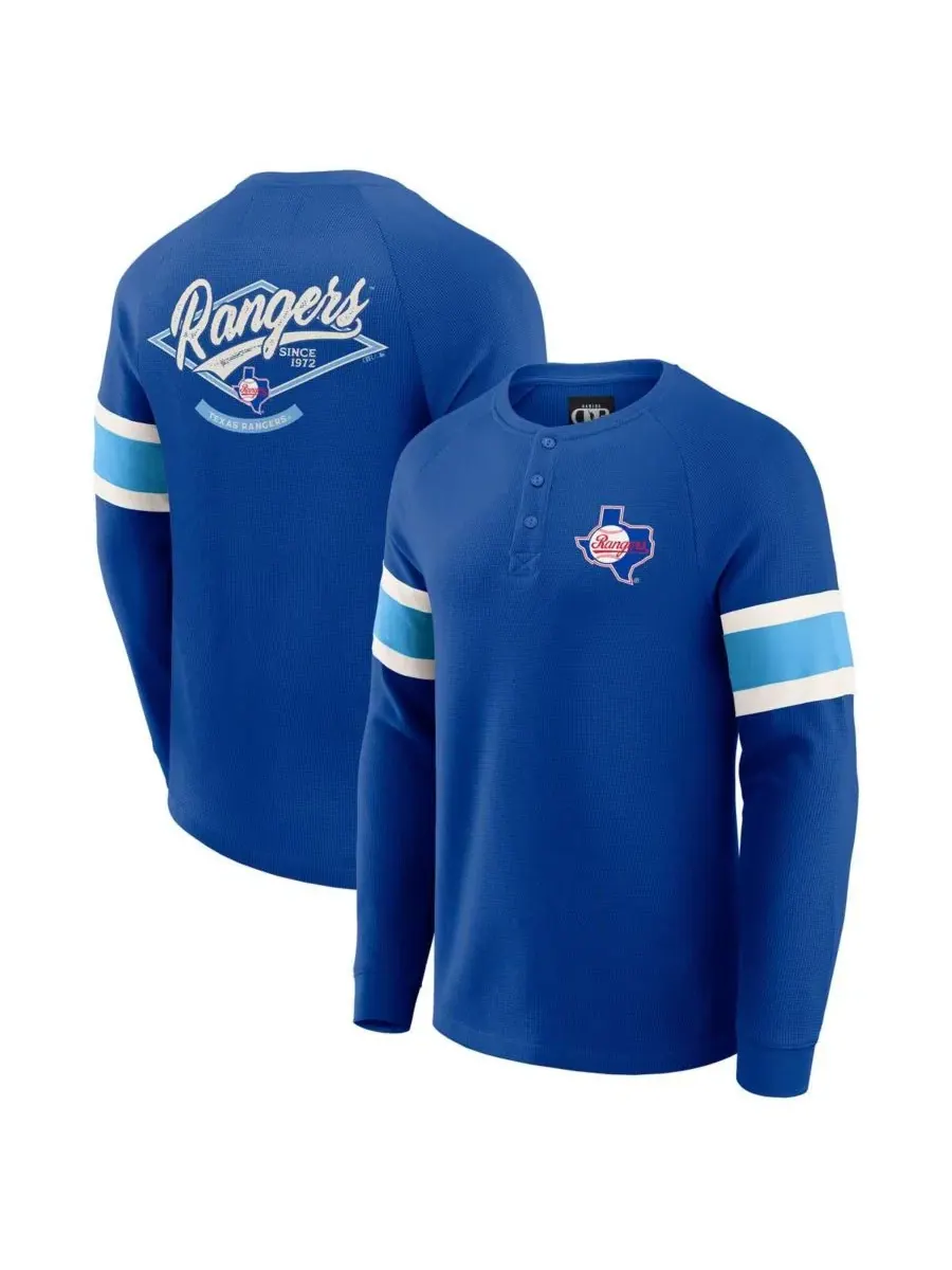 Футболка-поло с длинным рукавом, вафельного трикотажа, реглан, модель Waffle-Knit Raglan Long — изображение 1 из 4