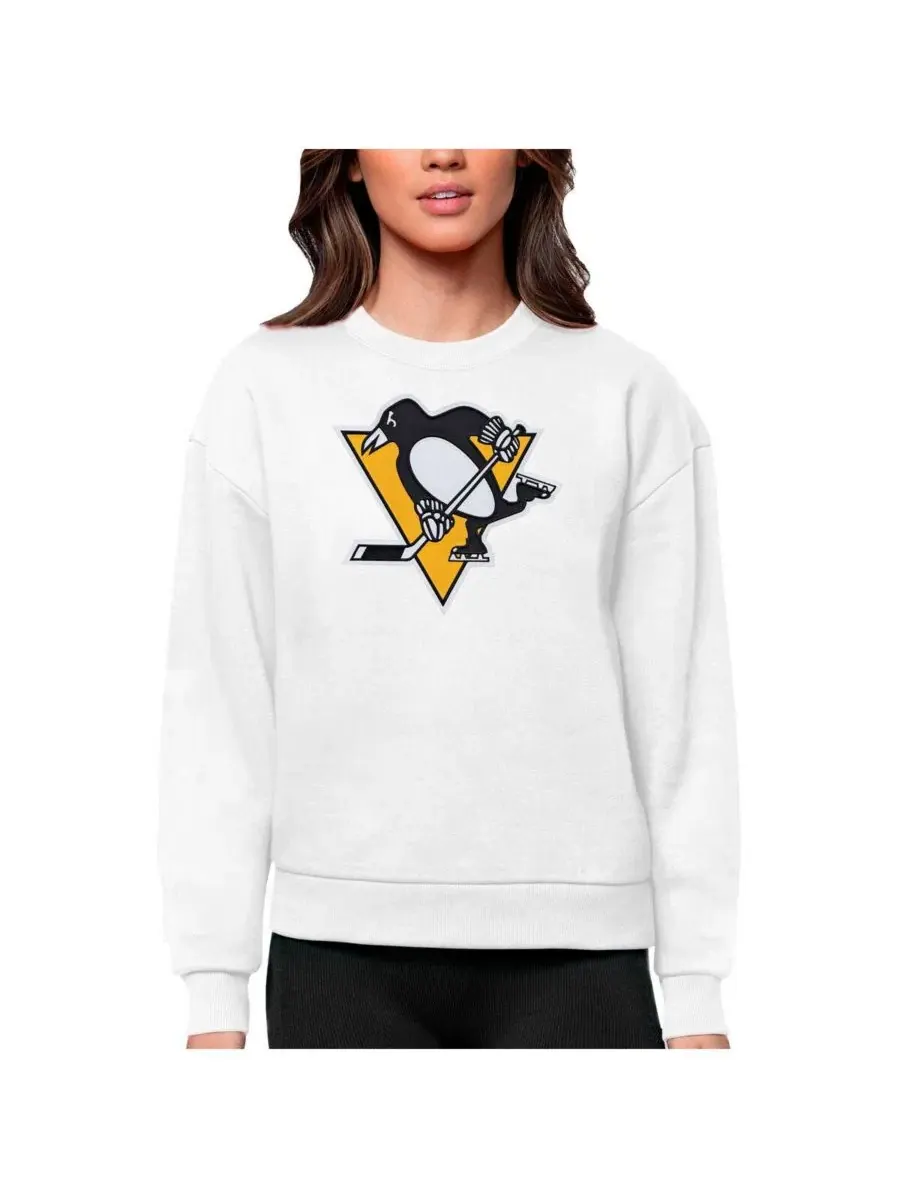 Женский свитшот с круглым вырезом с вышивкой логотипа Pittsburgh Penguins Antigua — изображение 1 из 1, белый