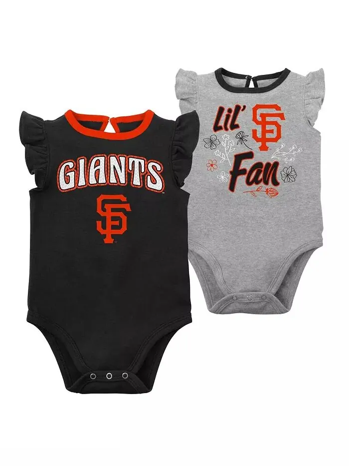 Комплект из двух боди для маленьких девочек, черный, серо-лиловый, San Francisco Giants Little Fan — изображение 1 из 4