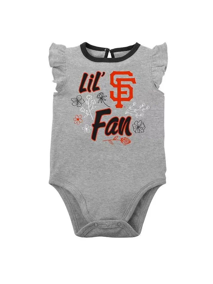 Комплект из двух боди для маленьких девочек, черный, серо-лиловый, San Francisco Giants Little Fan — изображение 2 из 4