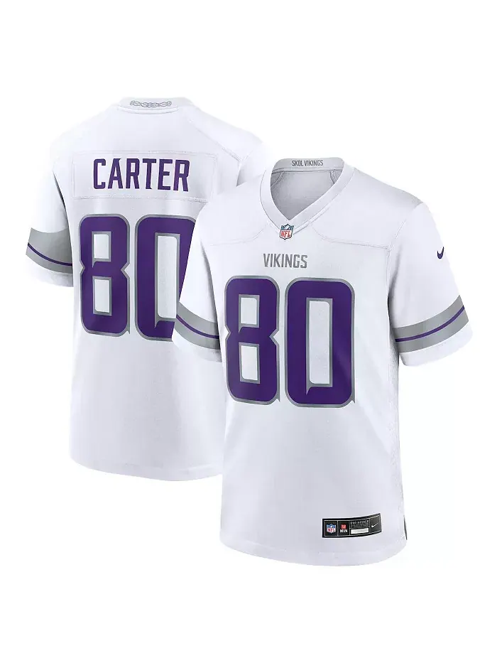 Мужская игровая футболка Cris Carter белого цвета Minnesota Vikings (альтернативная, вышедшая из — изображение 1 из 3